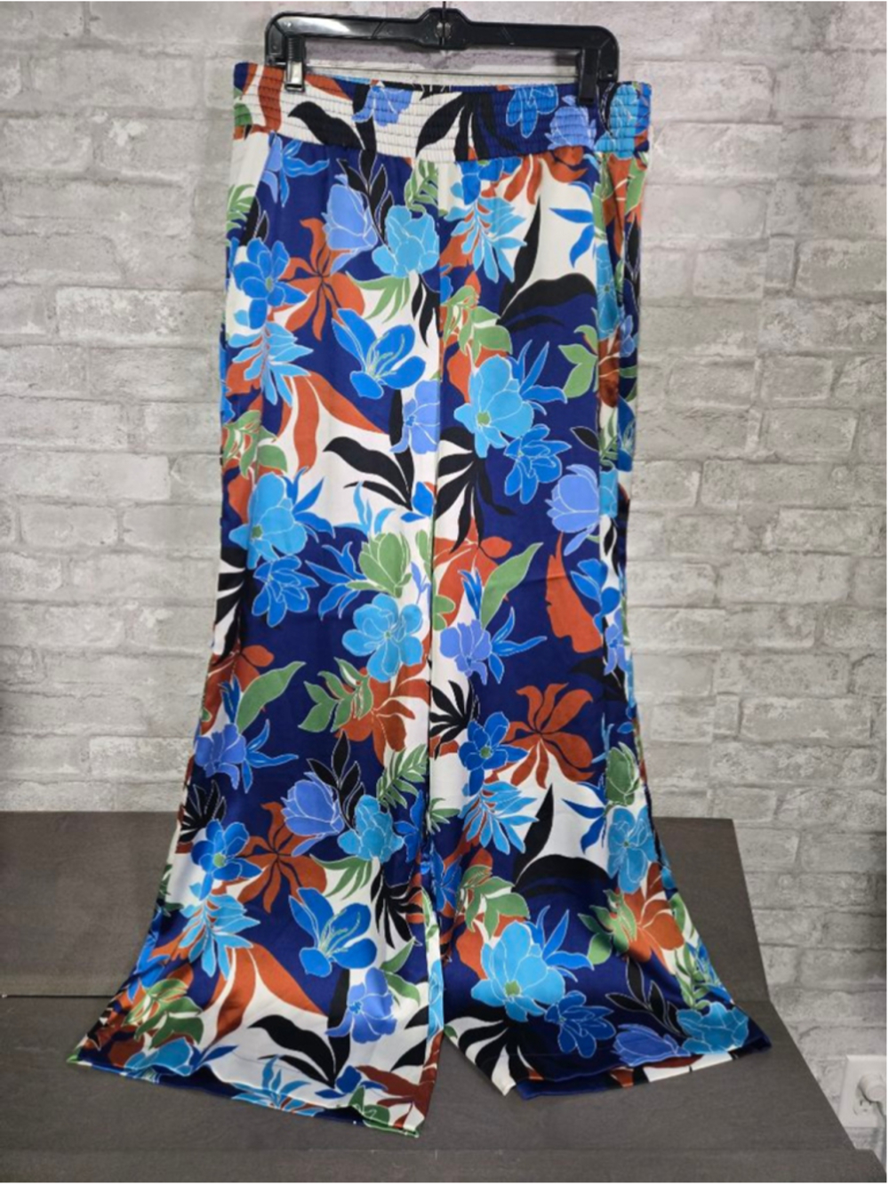 Women's I.N.C. Blue Floral Wide Leg Pants L